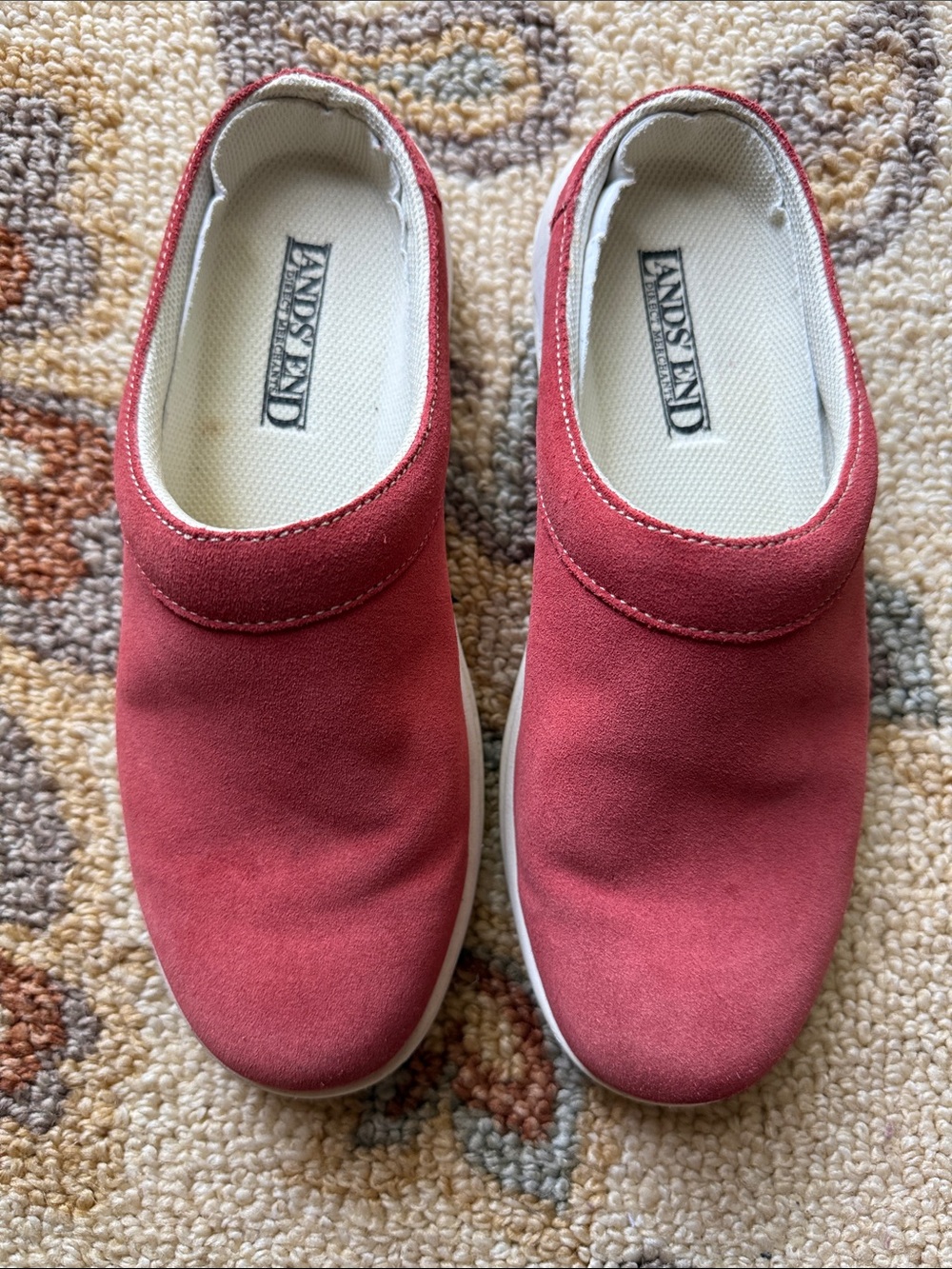 Lands' End Coral Slip-On Comfort Casual Mules.